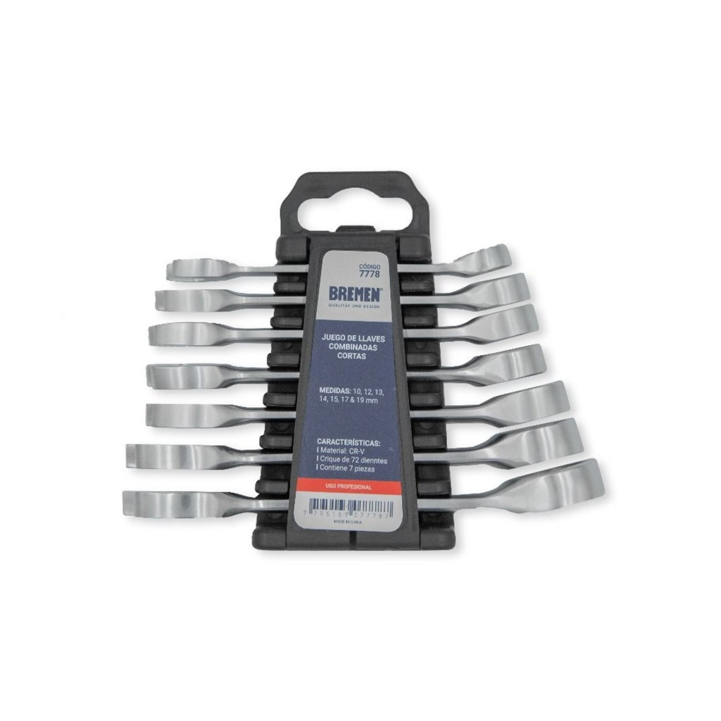 LLAVE COMBINADA CORTA JGO. 7 pz.  MM BREMEN - BR7778