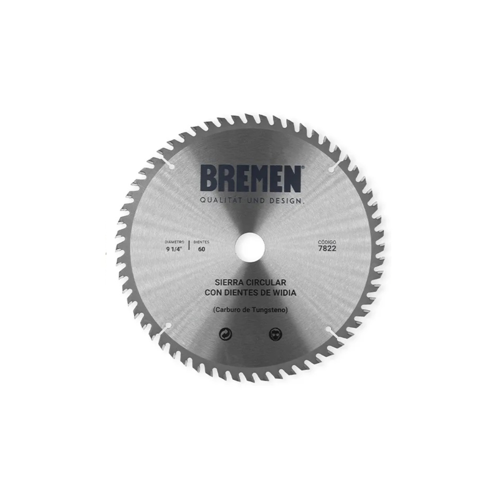 HOJA DE SIERRA CIRCULAR 9 ¼"60 Dtes.WIDIA (ø25mm) BREMEN - BR7822