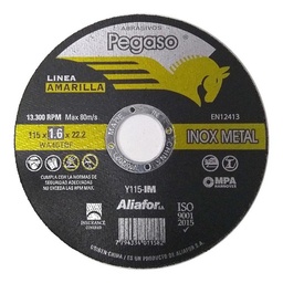 [2203262046542877] DISCO DE CORTE PEGASO 115*1.6*22.2 - Y115-Im